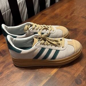 Adidas Gazelle Cream and Dark Green Sneakers
